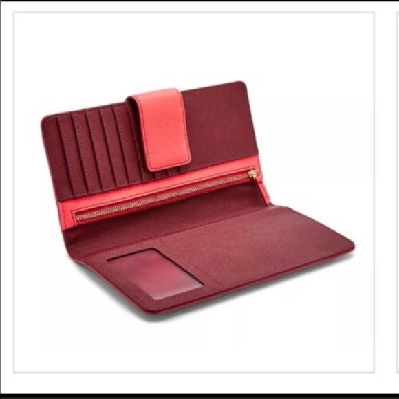 Beautiful Beaded Neon Coral Fossil Travel Wallet🌸 - Picture 2 of 6